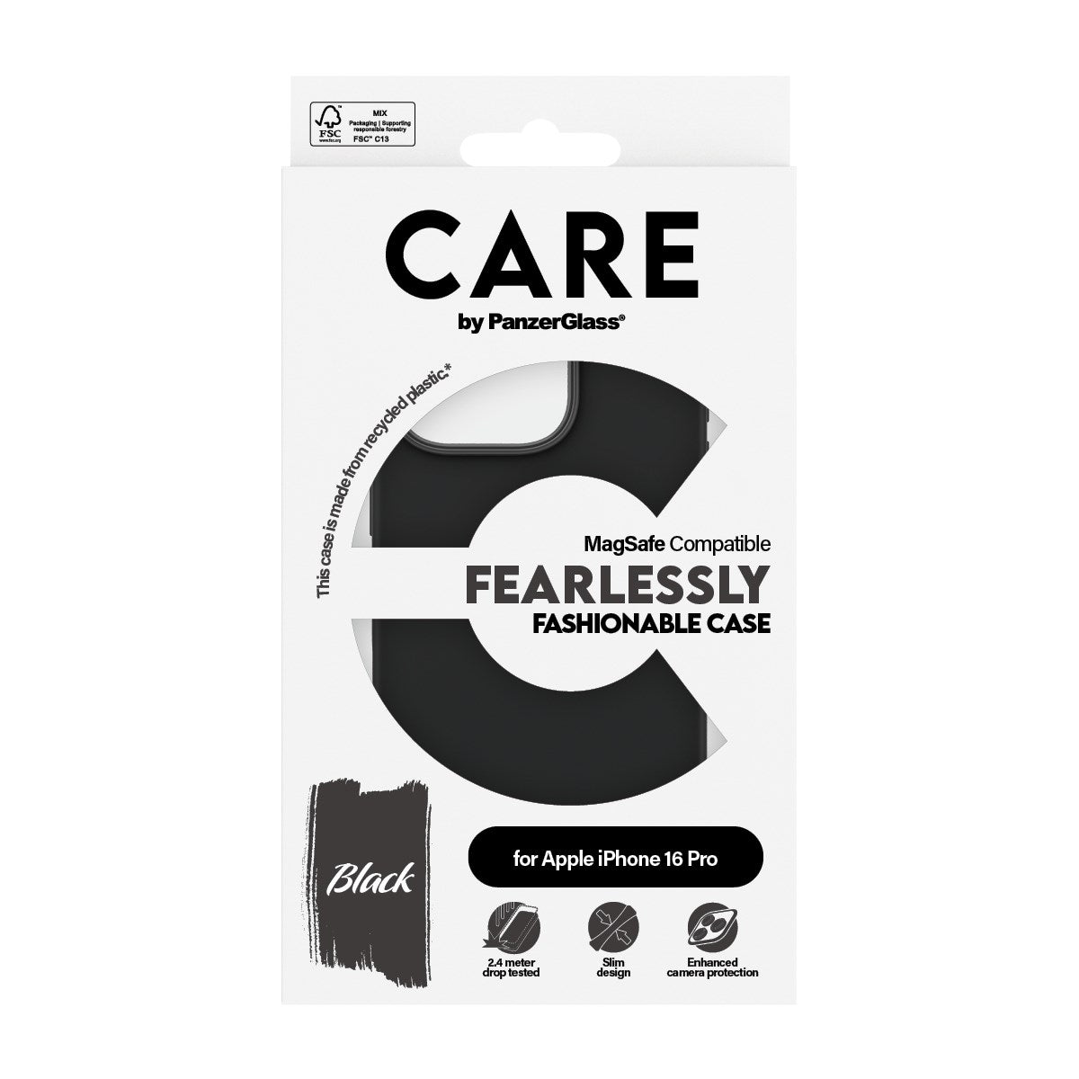 CARE by PanzerGlass® Case Black w. MagSafe iPhone 16 Pro